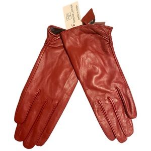 Giromy Samoni Women's Plush Lined Ruched Dress Leather Gloves NWT